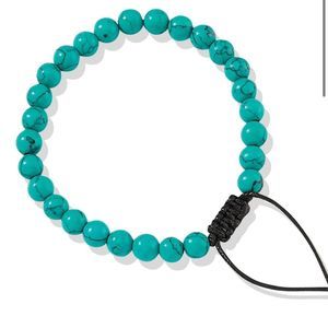NWT UNISEX SEMI-PRECIOUS BEADED ADJUSTABLE TO FIT STRING SLATER TURQUOISE MENS